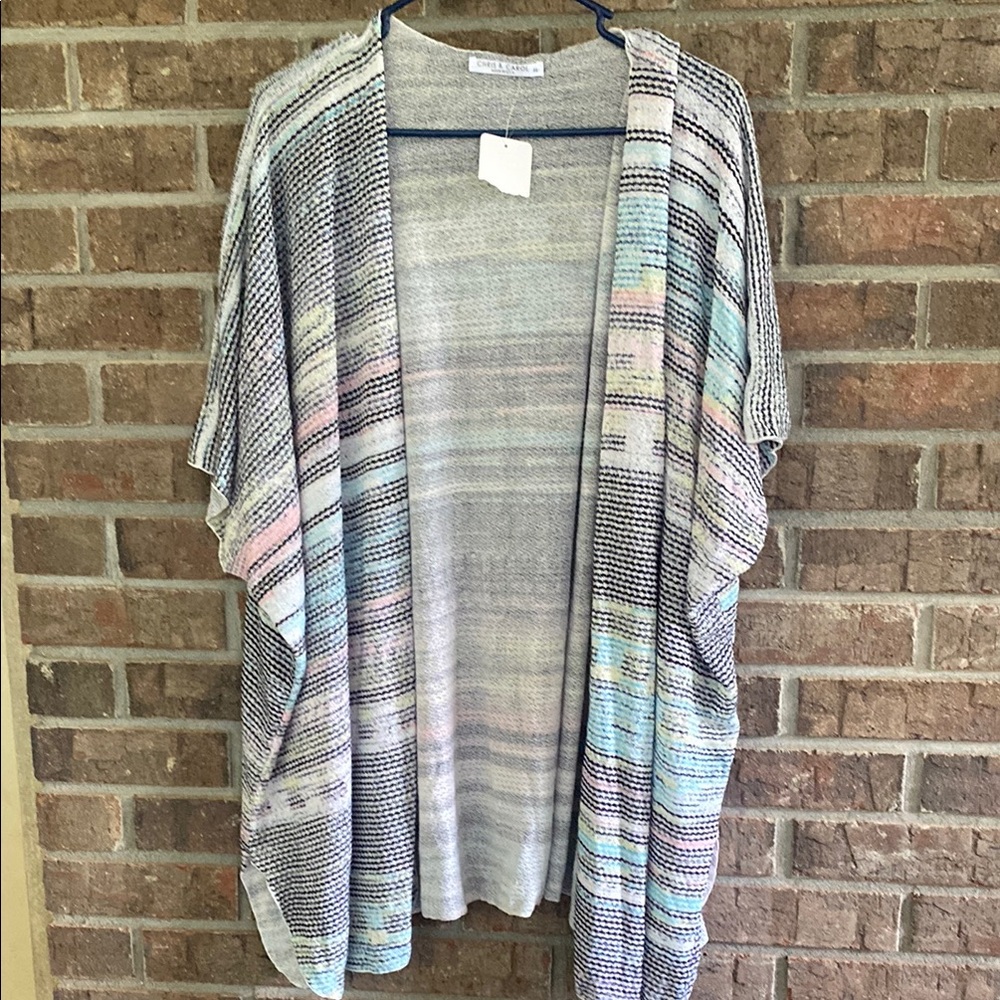 Chris & Carol Pastel Striped Open-Front Cardigan